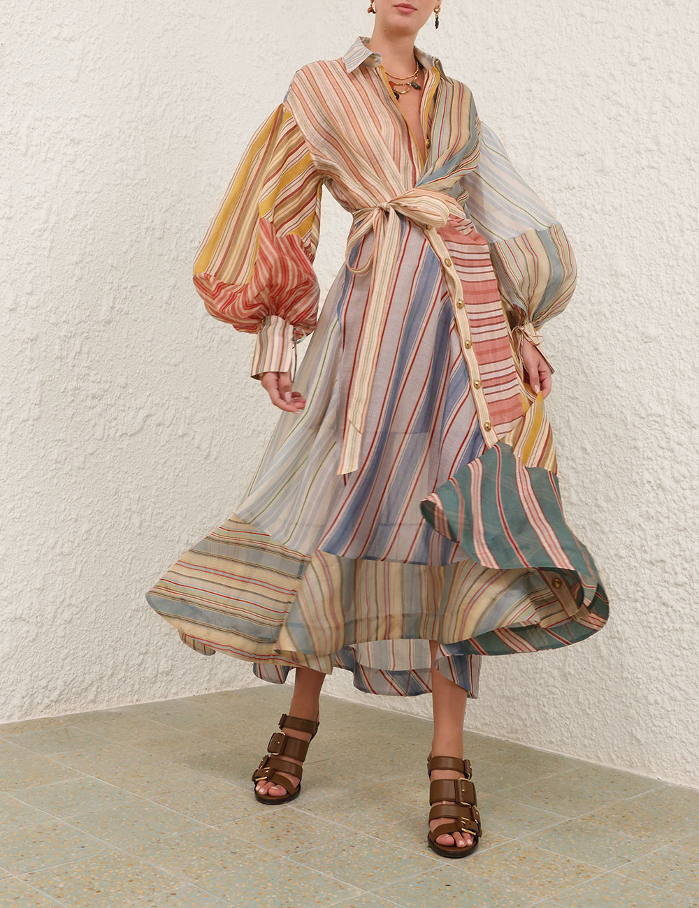 REBELLION STRIPED MIDI DRESS