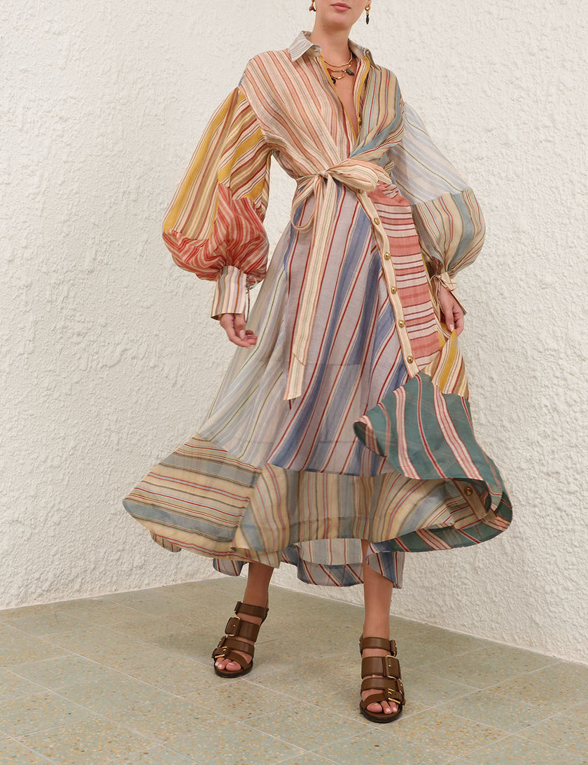 REBELLION STRIPED MIDI DRESS