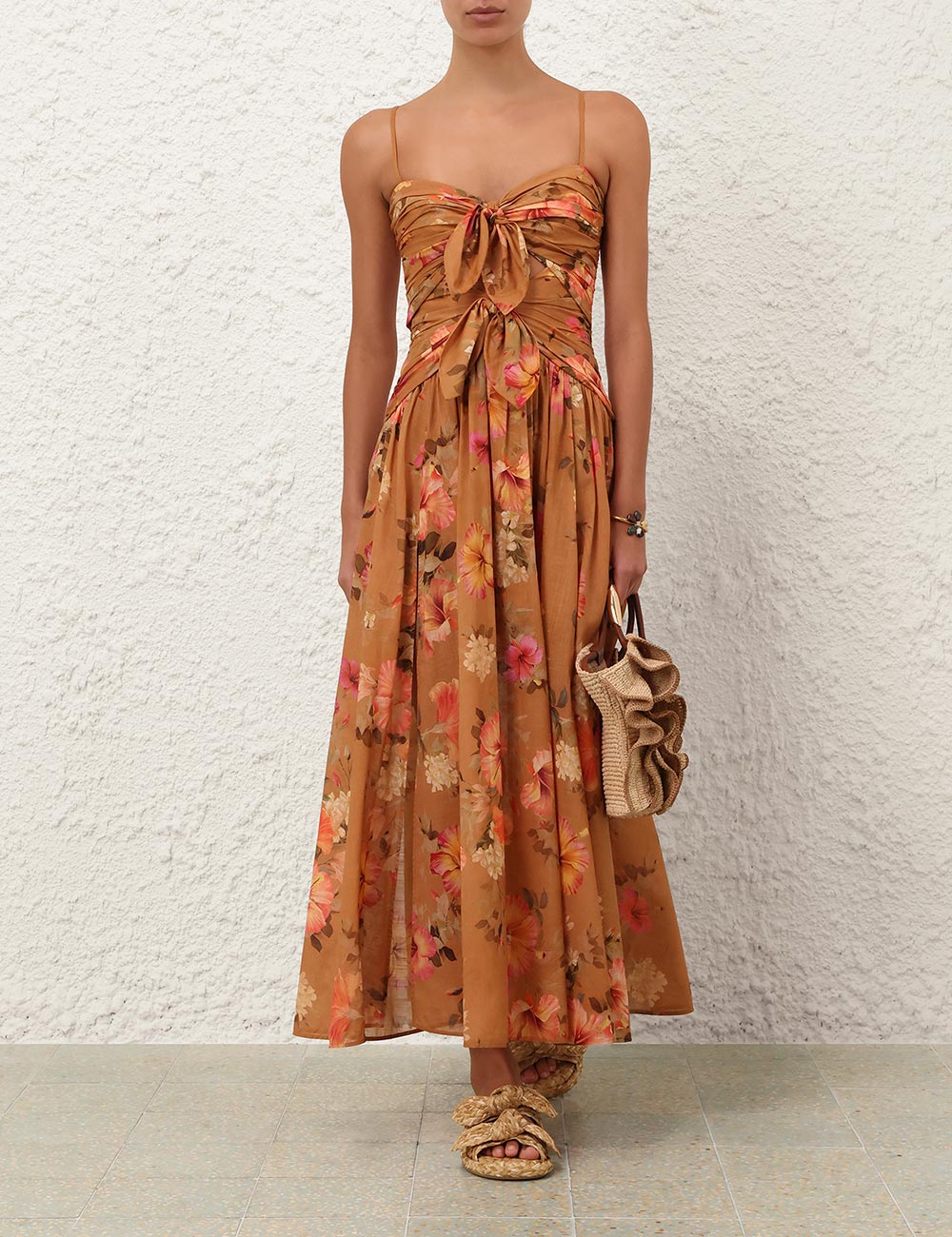 MAHON TIE FRONT MIDI DRESS