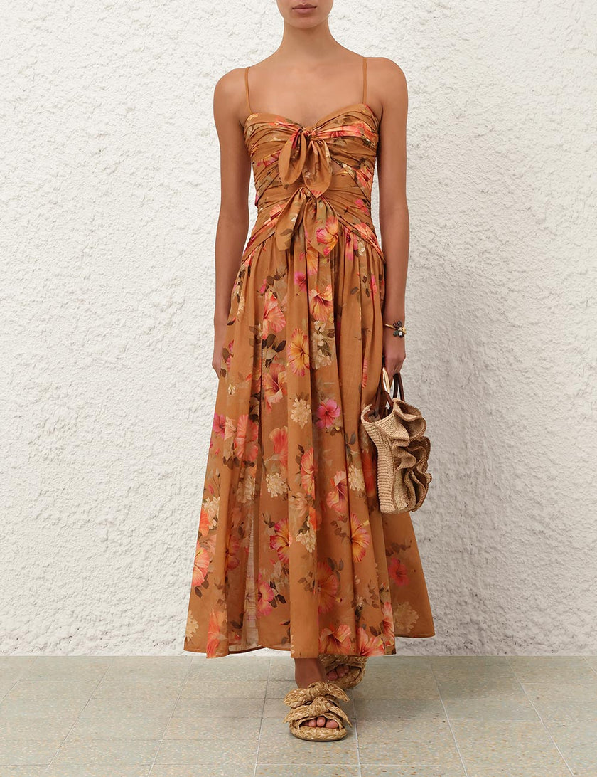 MAHON TIE FRONT MIDI DRESS