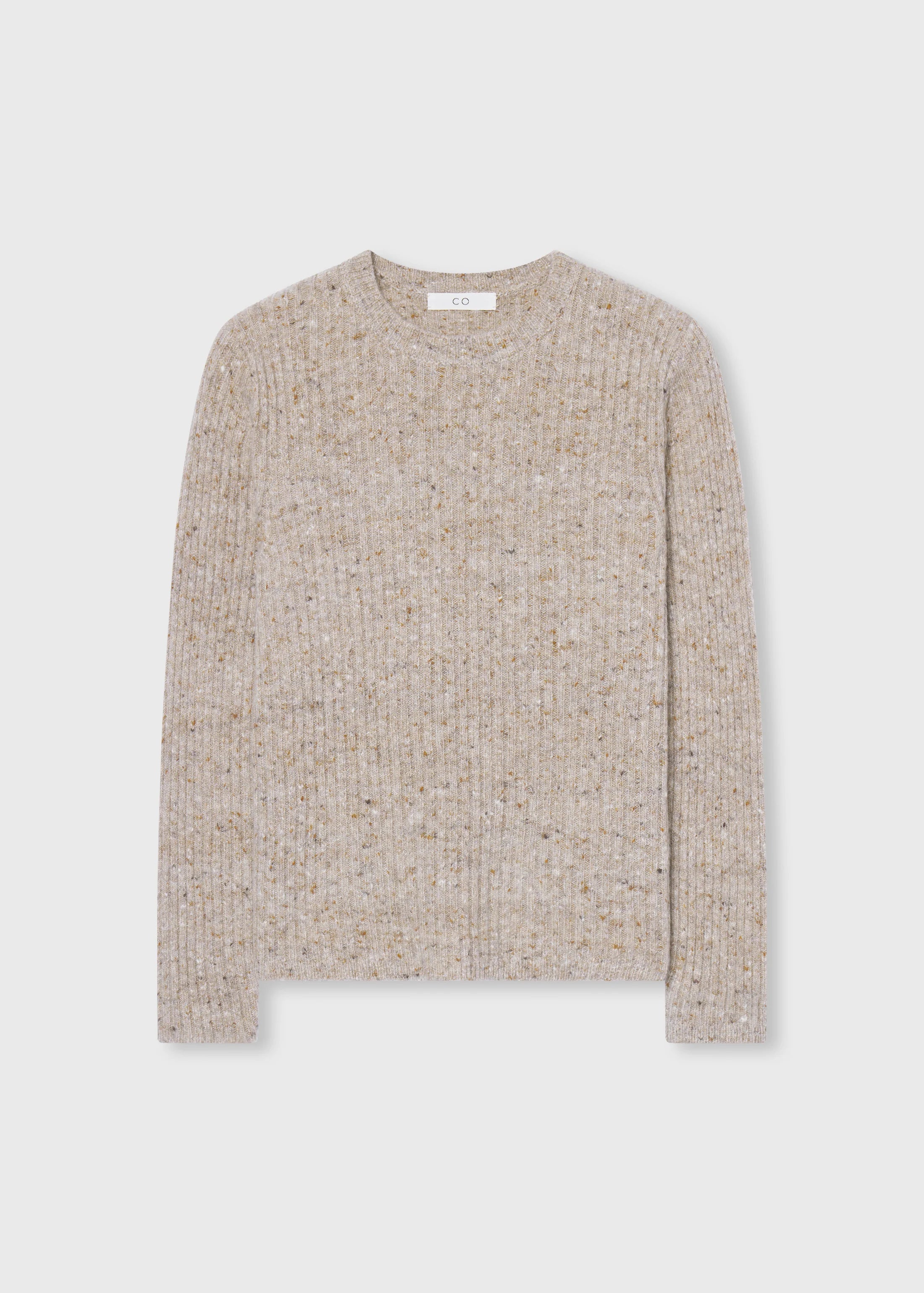 FITTED LONG SLEEVE KNIT IN WOOL CASHMERE