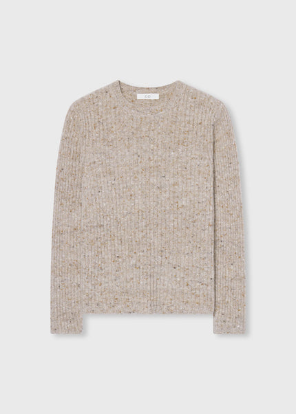 FITTED LONG SLEEVE KNIT IN WOOL CASHMERE