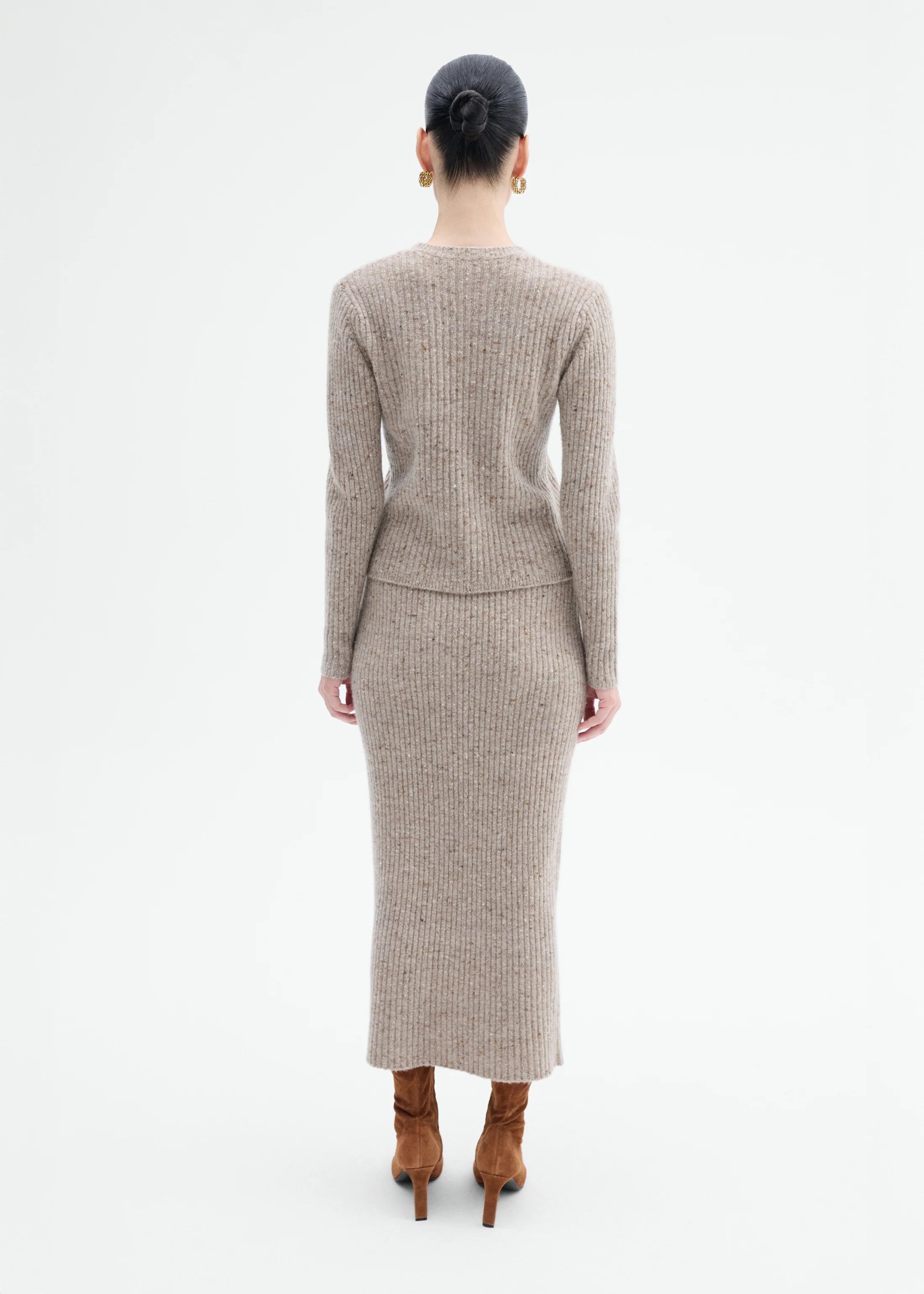 FITTED LONG SLEEVE KNIT IN WOOL CASHMERE