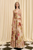 BOTANICAL SILK CHIFFON FLORAL RUCHED WAIST GOWN