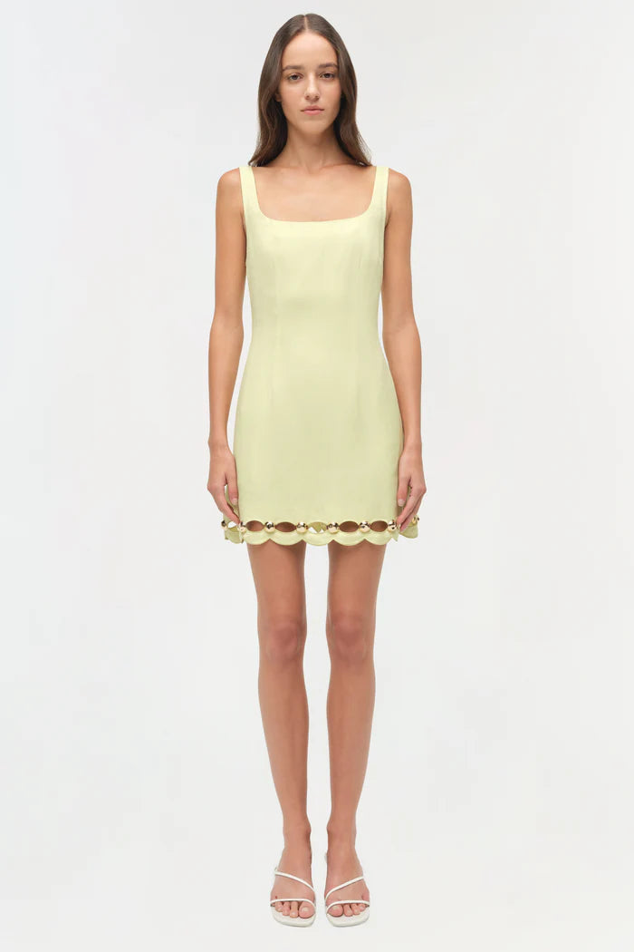 LINDLEY STUDDED LINEN MINI DRESS