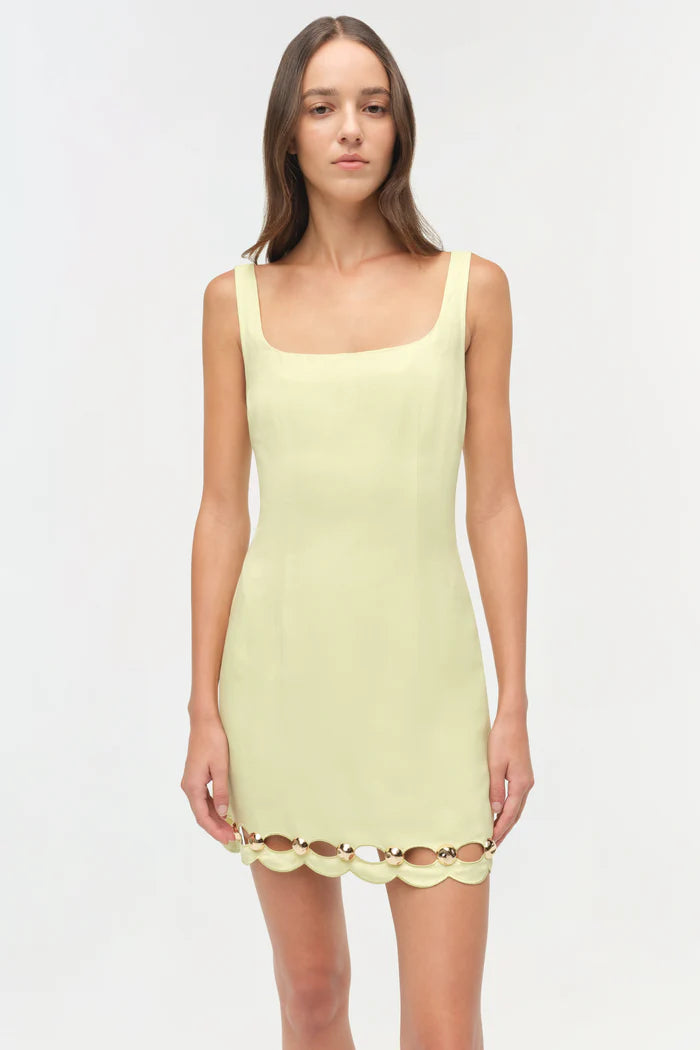 LINDLEY STUDDED LINEN MINI DRESS