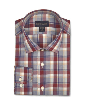 COTTON AND TENCEL COLLEGE PLAID SHIRT