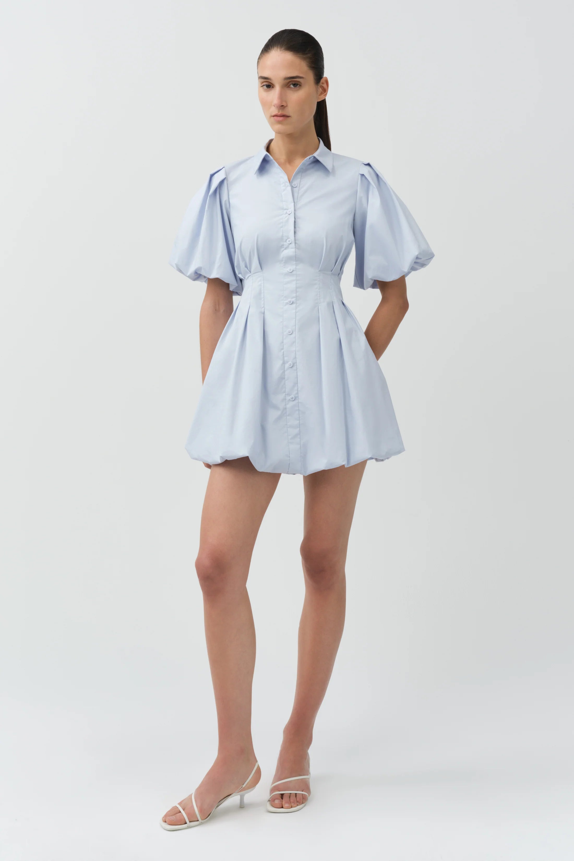 CLEO COTTON MINI DRESS IN PERIWINKLE SKY