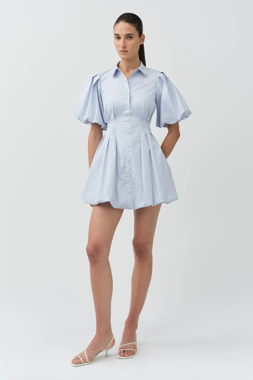CLEO COTTON MINI DRESS IN PERIWINKLE SKY
