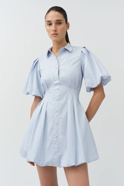 CLEO COTTON MINI DRESS IN PERIWINKLE SKY