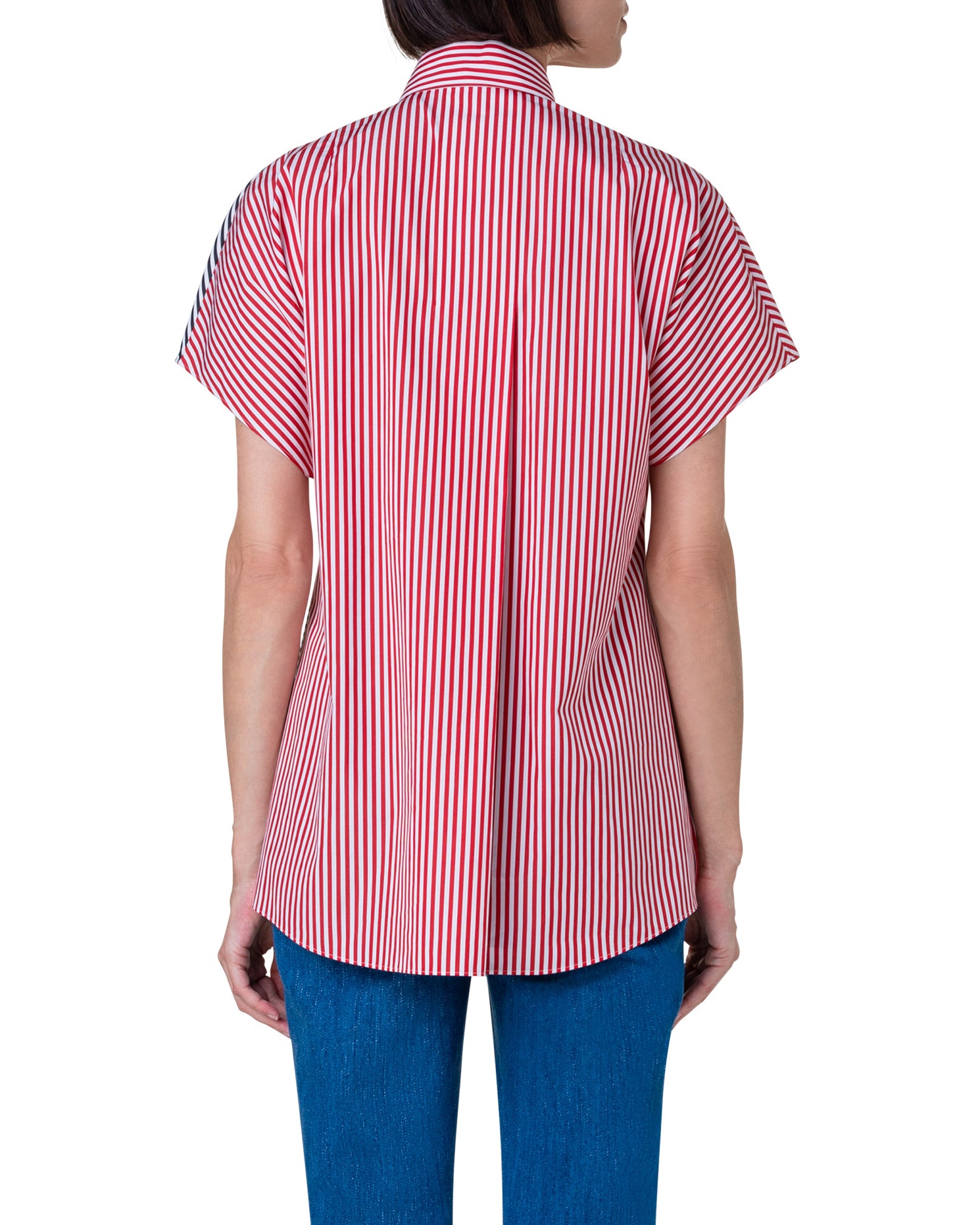 COLORBLOCK STRIPED COLLARED BLOUSE