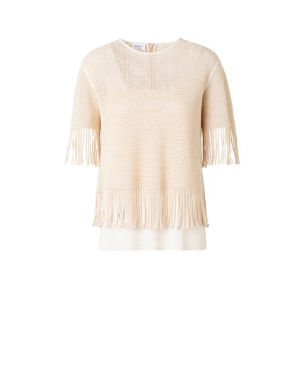 FRINGE COTTON MESH BLOUSE