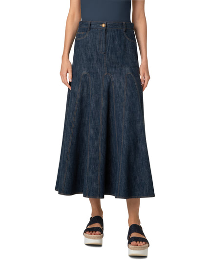 COTTON WOOL DENIM MIDI SKIRT