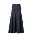 COTTON WOOL DENIM MIDI SKIRT