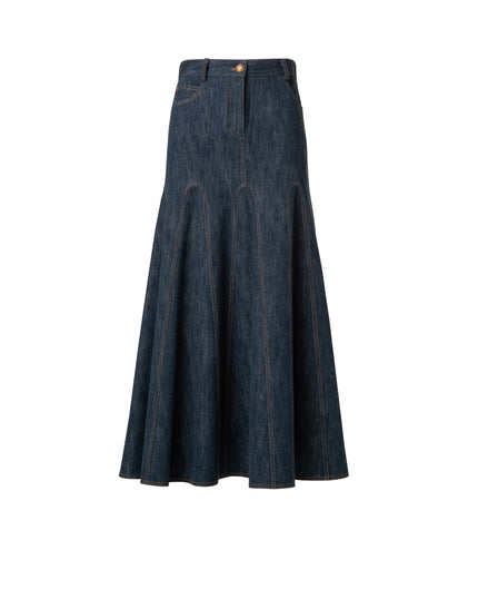 COTTON WOOL DENIM MIDI SKIRT