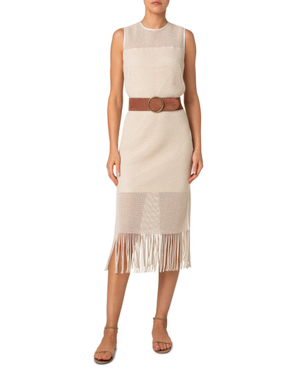 FRINGE MESH MIDI DRESS