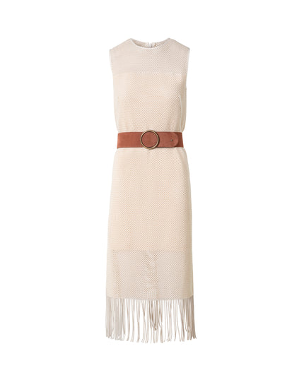 FRINGE MESH MIDI DRESS