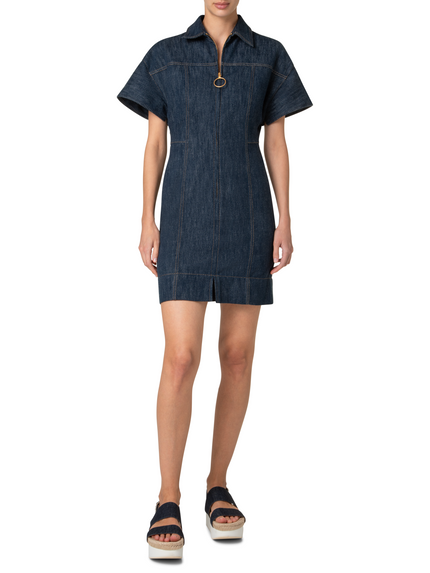 MINI COTTON WOOL DENIM DRESS