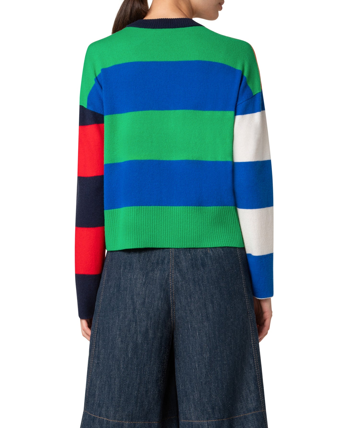 COLORBLOCK STRIPED BOXY CASHMERE WOOL SWEATER