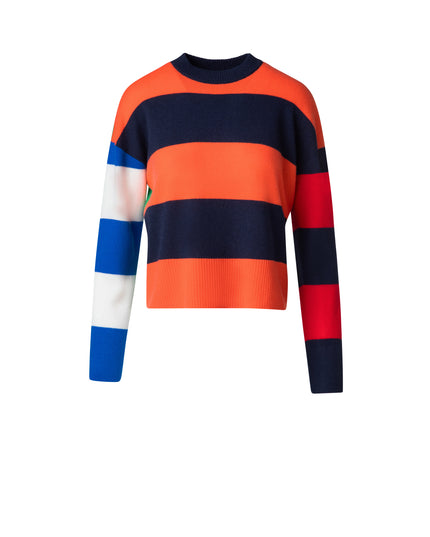 COLORBLOCK STRIPED BOXY CASHMERE WOOL SWEATER