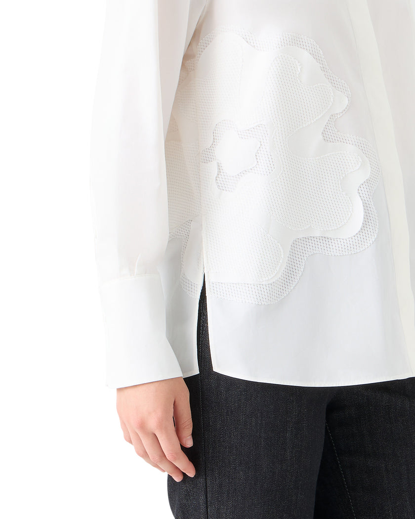 FLORAL APPLIQUE COTTON BUTTON UP SHIRT