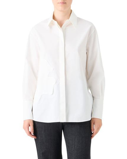 FLORAL APPLIQUE COTTON BUTTON UP SHIRT