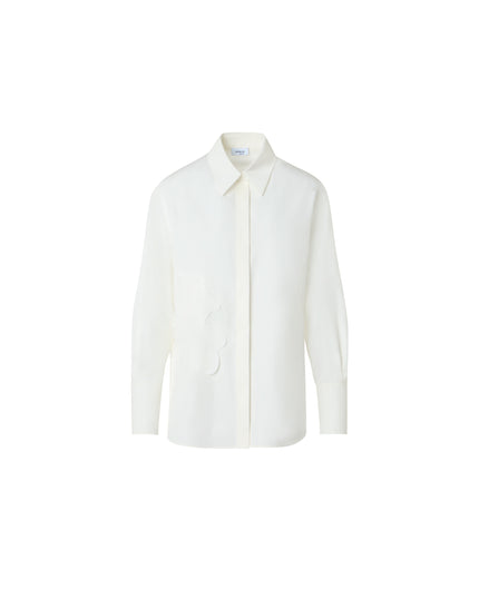 FLORAL APPLIQUE COTTON BUTTON UP SHIRT