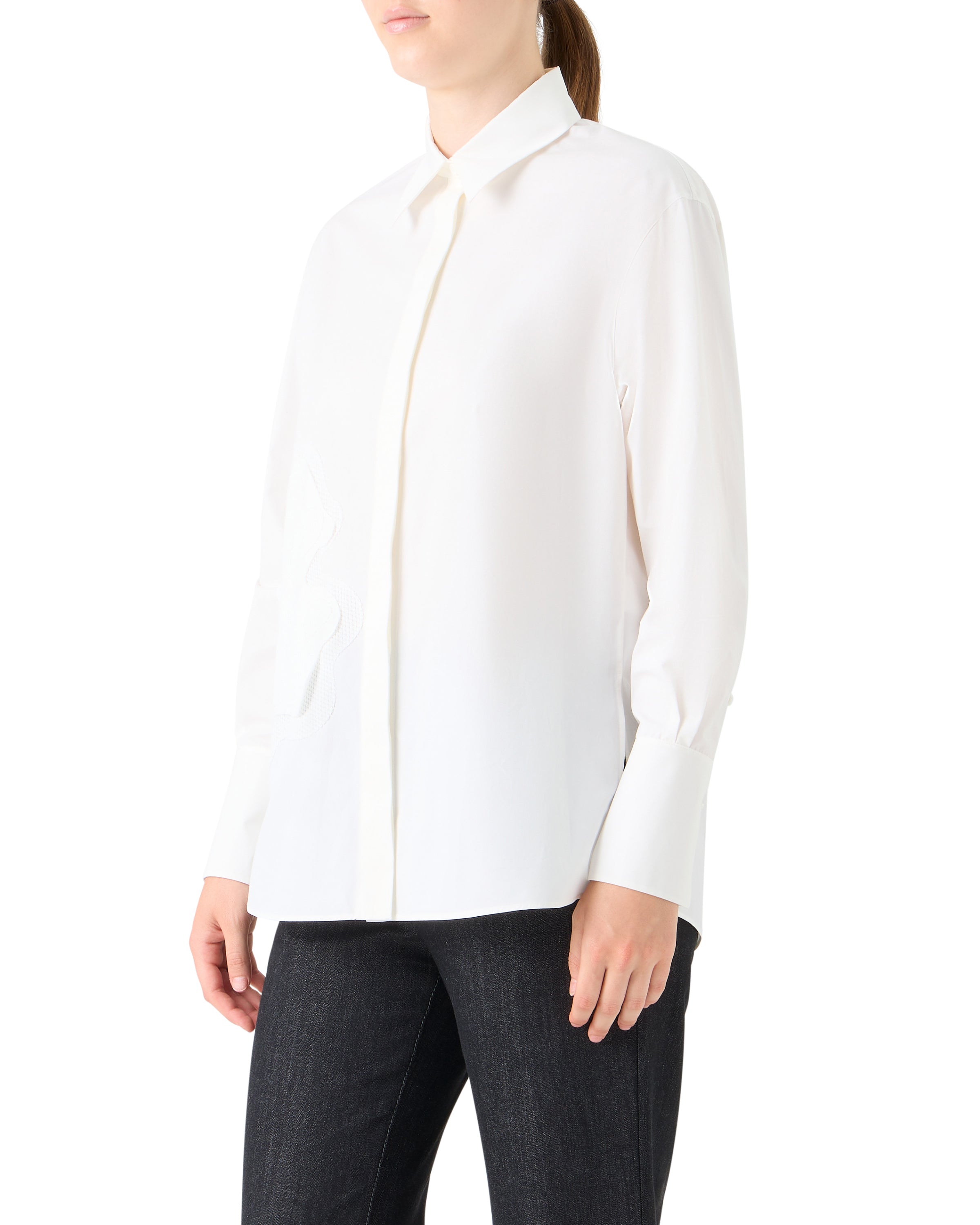 FLORAL APPLIQUE COTTON BUTTON UP SHIRT