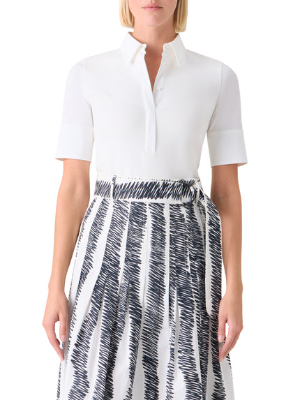 MIXED MEDIA STRETCH COTTON POLO SHIRT