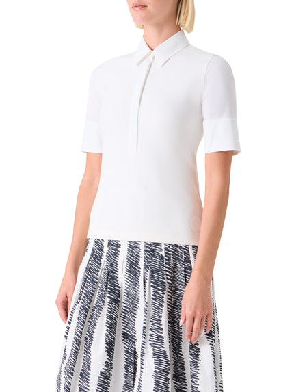 MIXED MEDIA STRETCH COTTON POLO SHIRT
