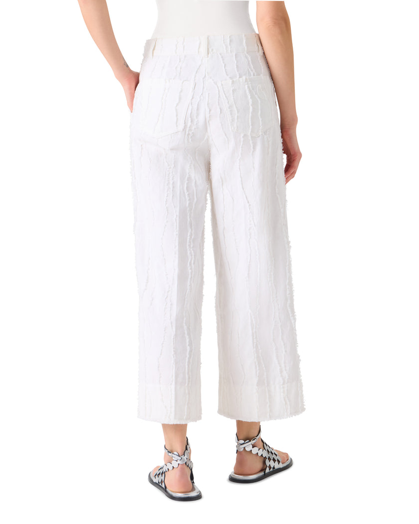 CHIARA FRINGED COTTON STRAIGHT LEG ANKLE PANTS