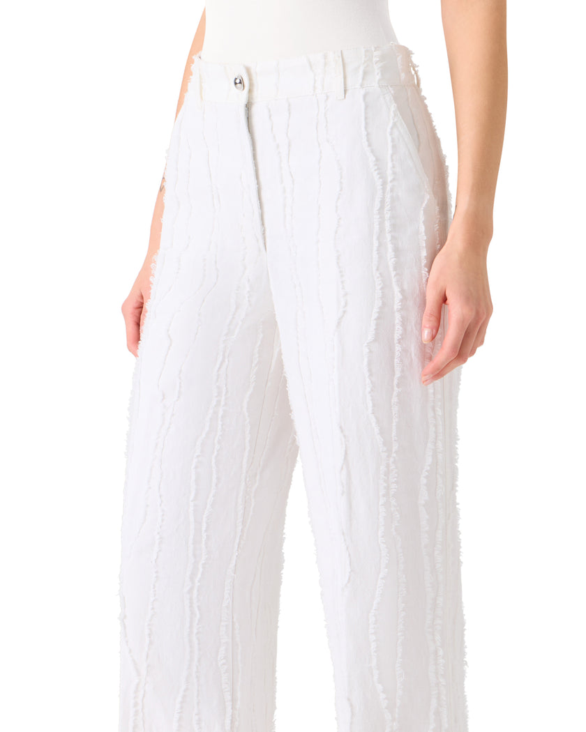 CHIARA FRINGED COTTON STRAIGHT LEG ANKLE PANTS