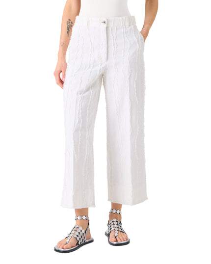 CHIARA FRINGED COTTON STRAIGHT LEG ANKLE PANTS