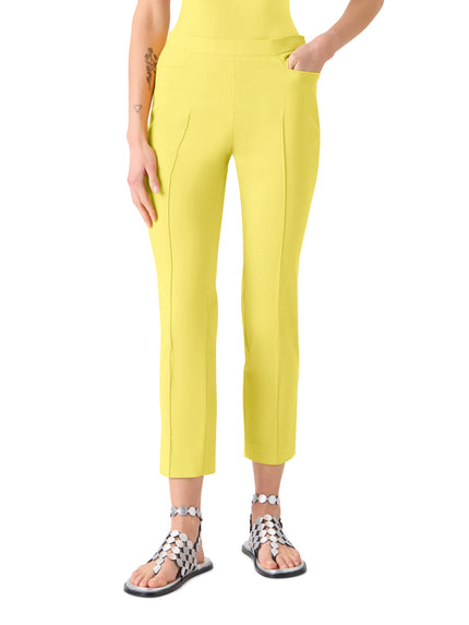 FRANCA PINTUCK COTTON SLIM LEG ANKLE PANTS IN LEMON ZING