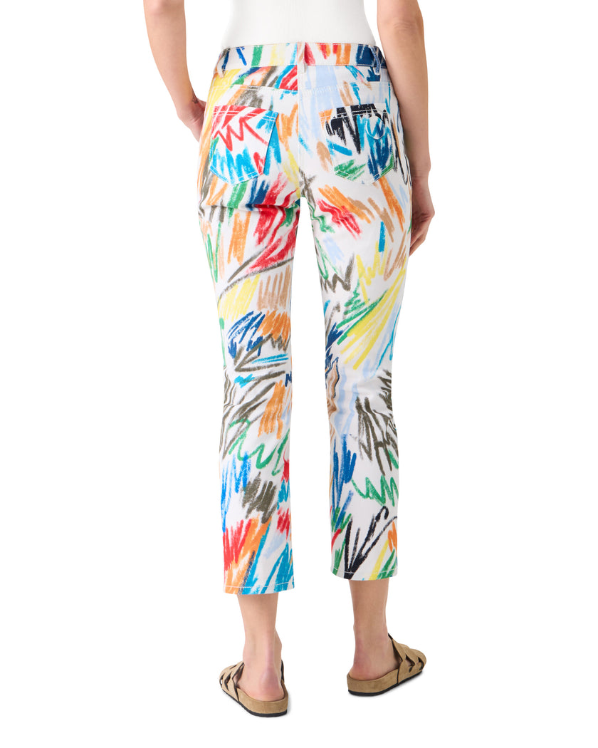 MARU SCRIBBLE PRINT CROPPED SLIM FIT PANTS