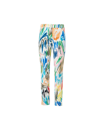 MARU SCRIBBLE PRINT CROPPED SLIM FIT PANTS