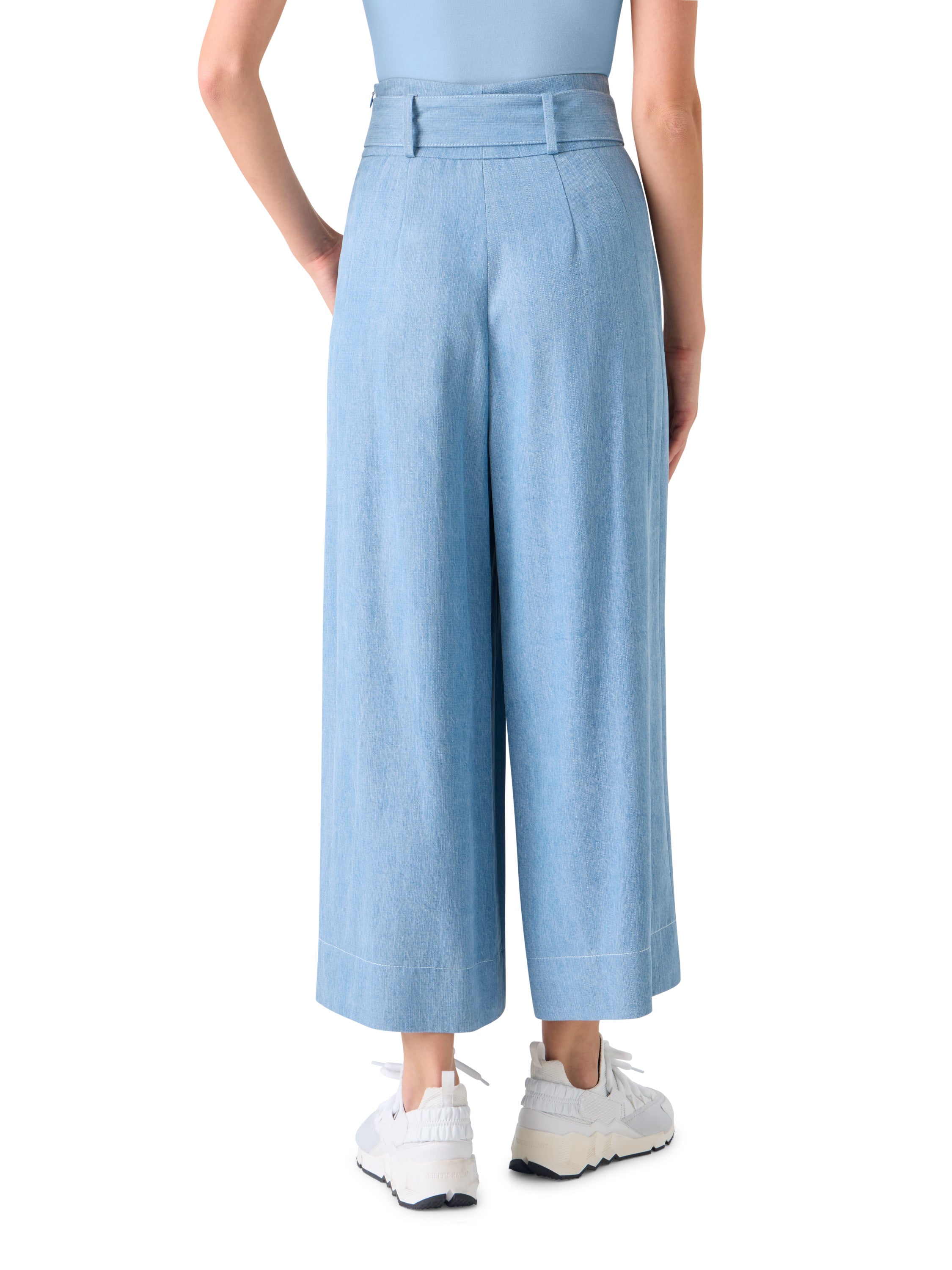 FIORELLA WIDE LEG PLEATED CULOTTE DENIM  PANTS