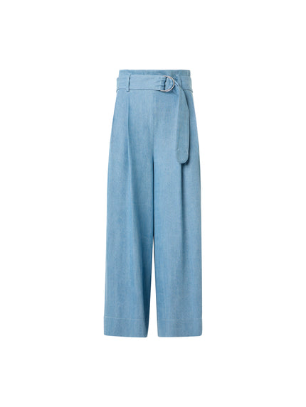 FIORELLA WIDE LEG PLEATED CULOTTE DENIM  PANTS