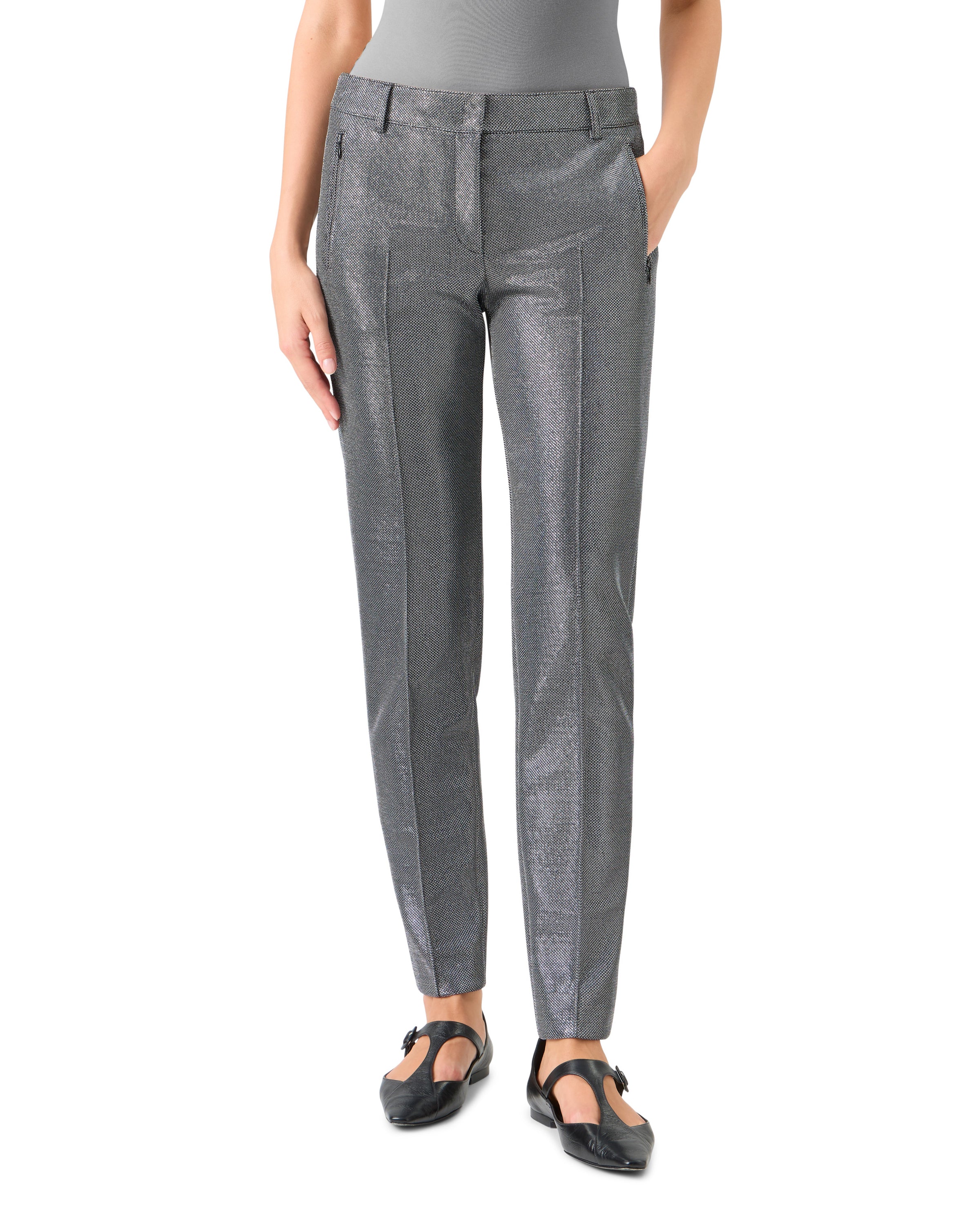 FABIA EMBELLISHED SLIM LEG ANKLE PANTS