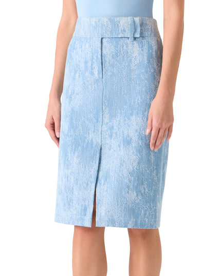 WASHED JACQUARD DENIM PENCIL SKIRT