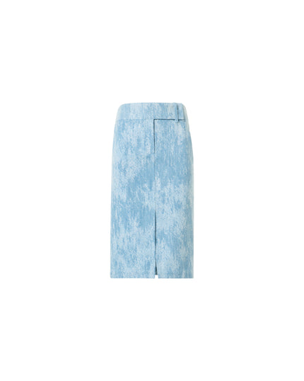 WASHED JACQUARD DENIM PENCIL SKIRT