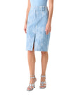 WASHED JACQUARD DENIM PENCIL SKIRT