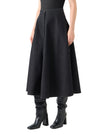 STRETCH DENIM BUTTON FRONT MIDI SKIRT