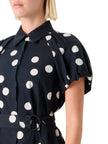 POLKA DOT COTTON POPLIN PUFF SLEEVE SHIRTDRESS