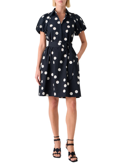 POLKA DOT COTTON POPLIN PUFF SLEEVE SHIRTDRESS
