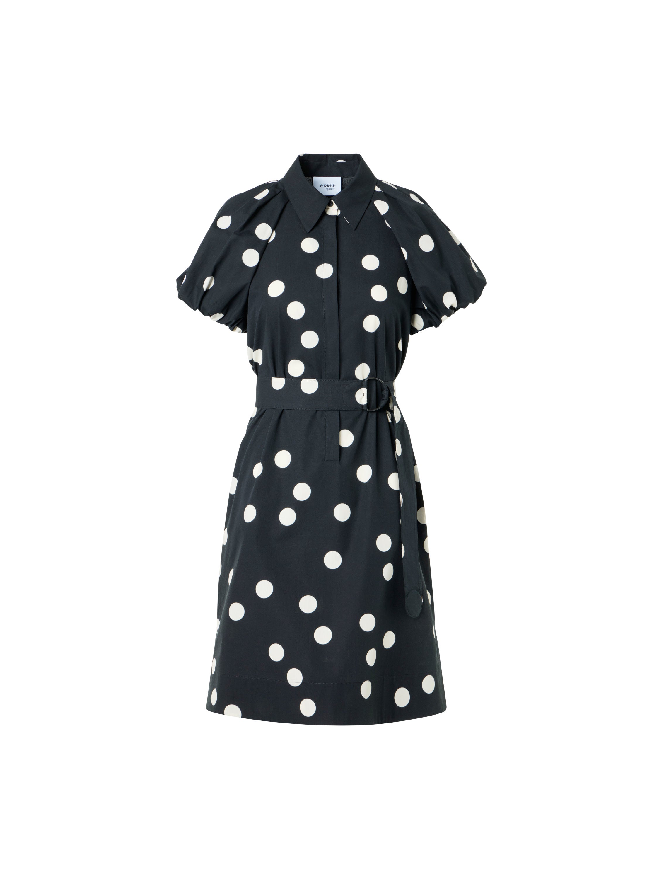 POLKA DOT COTTON POPLIN PUFF SLEEVE SHIRTDRESS