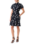 POLKA DOT COTTON POPLIN PUFF SLEEVE SHIRTDRESS