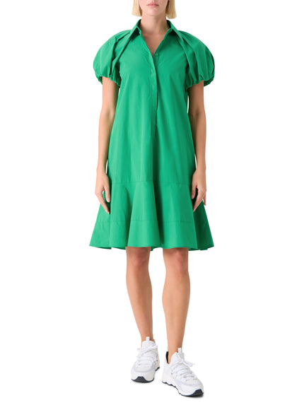 PUFF SLEEVE TECH COTTON MINI DRESS