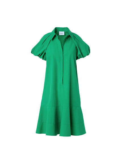 PUFF SLEEVE TECH COTTON MINI DRESS