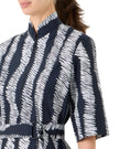 SHORT SLEEVE SCRIBBLE COTTON POPLIN BELTED SHIRTDRESS